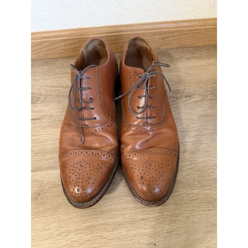 JCrew Ludlow Semi-Brogue Oxfords 9.5 English Tan Leather Shoes C8896